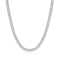 Moissanite Tennis Necklace in Platinum-Plated S925 Sterling Silver on clean white background showing the continuous moissanite tennis necklace