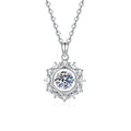 Compass Halo Moissanite Pendant Necklace with Cubic Zirconia in Platinum-Plated S925 Sterling Silver on clean white background showing the compass-inspired round halo pendant
