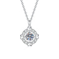 Bow Halo Moissanite Pendant Necklace with Cubic Zirconia in Platinum-Plated S925 Sterling Silver on clean white background showing the round halo pendant with bow accents