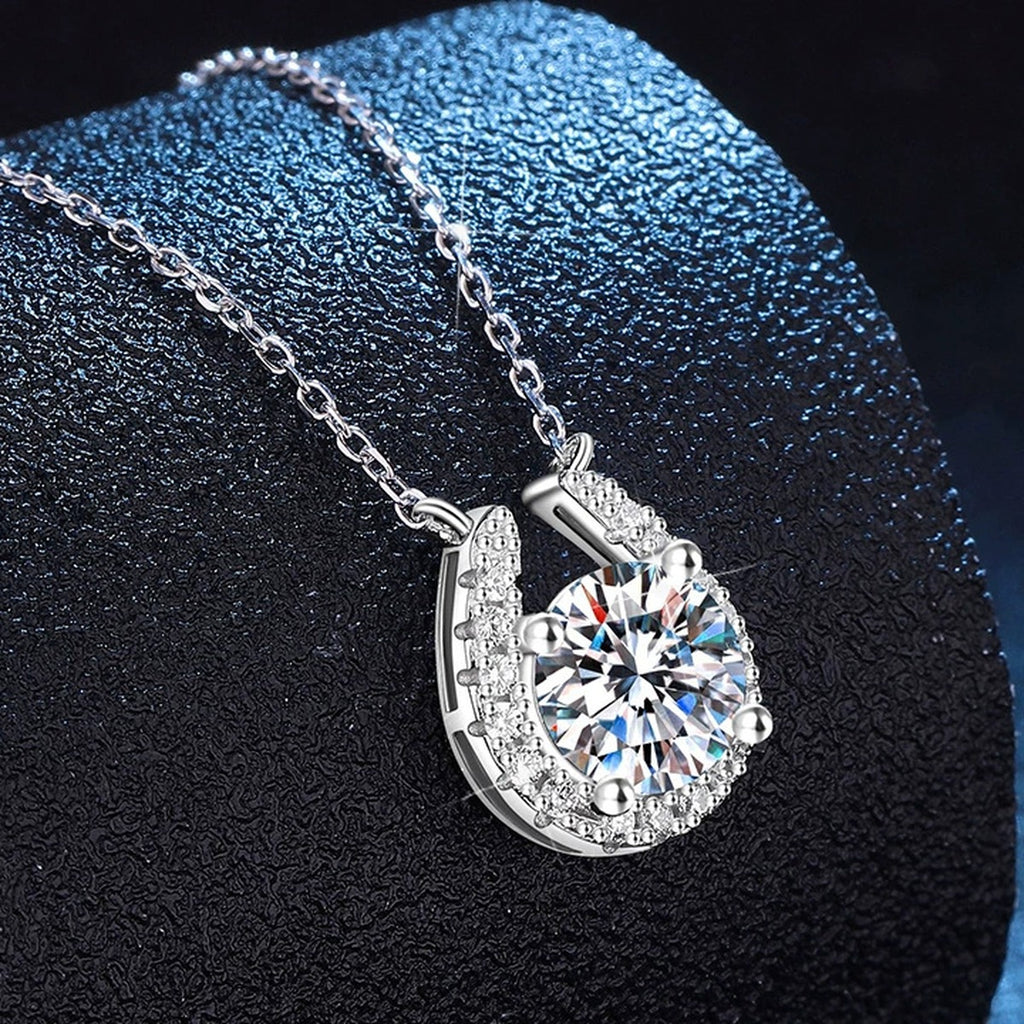 Pear Halo Moissanite Pendant Necklace with Cubic Zirconia in Platinum-Plated S925 Sterling Silver dark background product display view