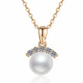 Pearl Moissanite Pendant Necklace in Champagne Gold-Plated S925 Sterling Silver on clean white background showing the champagne gold pearl pendant with moissanite detail