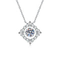 Round Halo Moissanite Pendant Necklace with Cubic Zirconia in Platinum-Plated S925 Sterling Silver on clean white background showing the round halo pendant with compass-like accents
