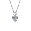 Pear Moissanite Pendant Necklace in Platinum-Plated S925 Sterling Silver on clean white background showing the pear moissanite pendant with a smooth heart-shaped bail