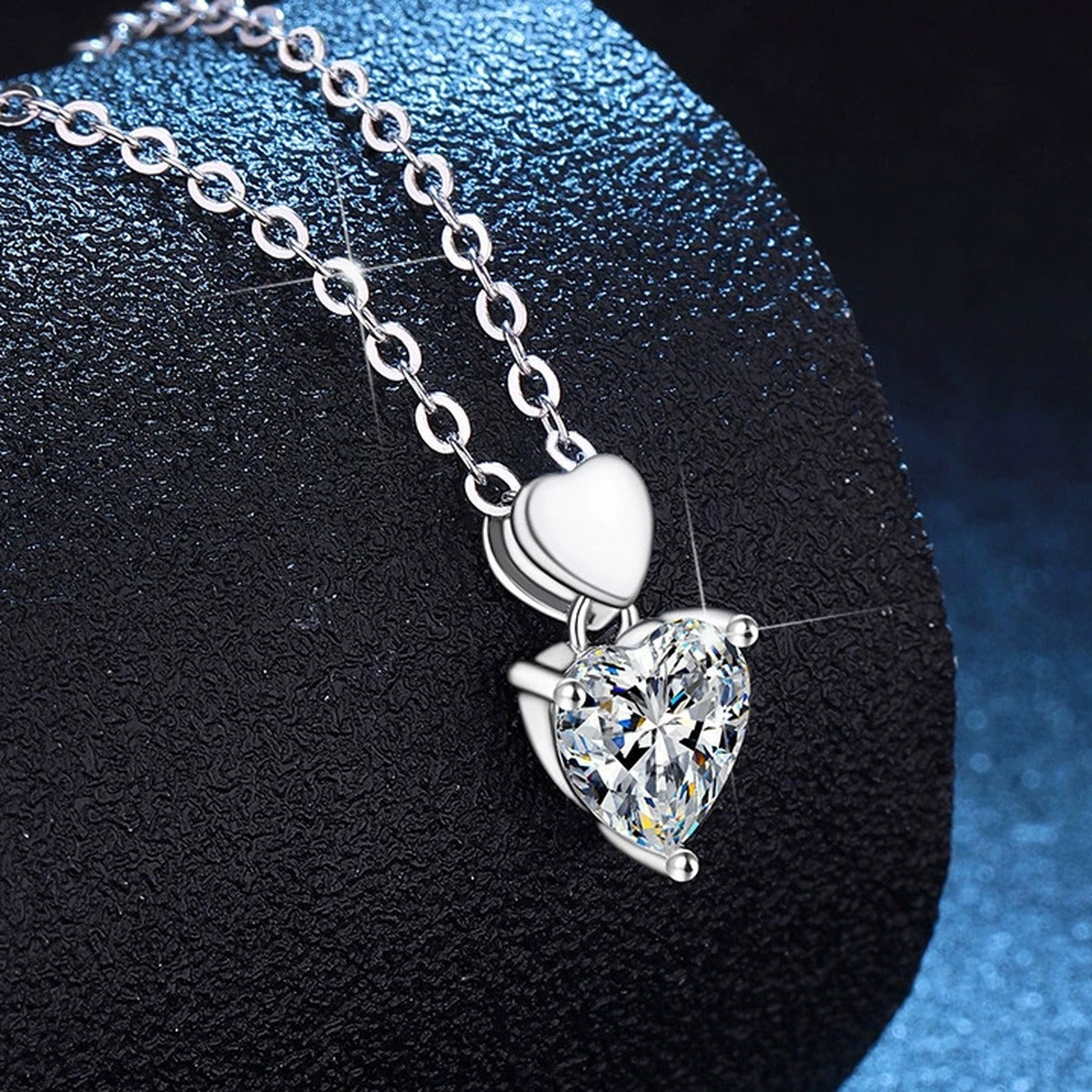 Pear Moissanite Pendant Necklace in Platinum-Plated S925 Sterling Silver dark background product display view