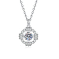 Vintage Round Moissanite Pendant Necklace with Cubic Zirconia in Platinum-Plated S925 Sterling Silver on clean white background showing the vintage round halo pendant with baguette-like cubic zirconia detail