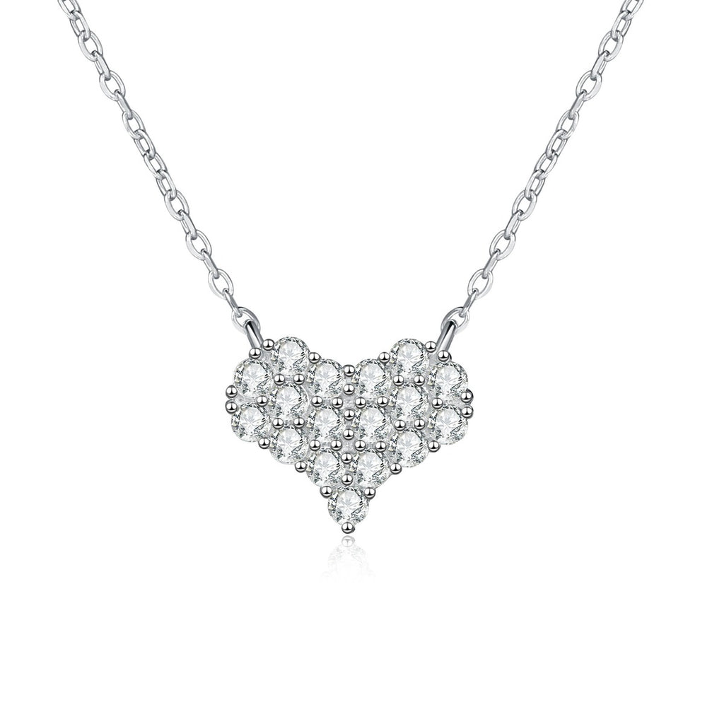 Crown Cluster Moissanite Pendant Necklace in Platinum-Plated S925 Sterling Silver on clean white background showing the crown-like cluster pendant with pavé moissanite sparkle