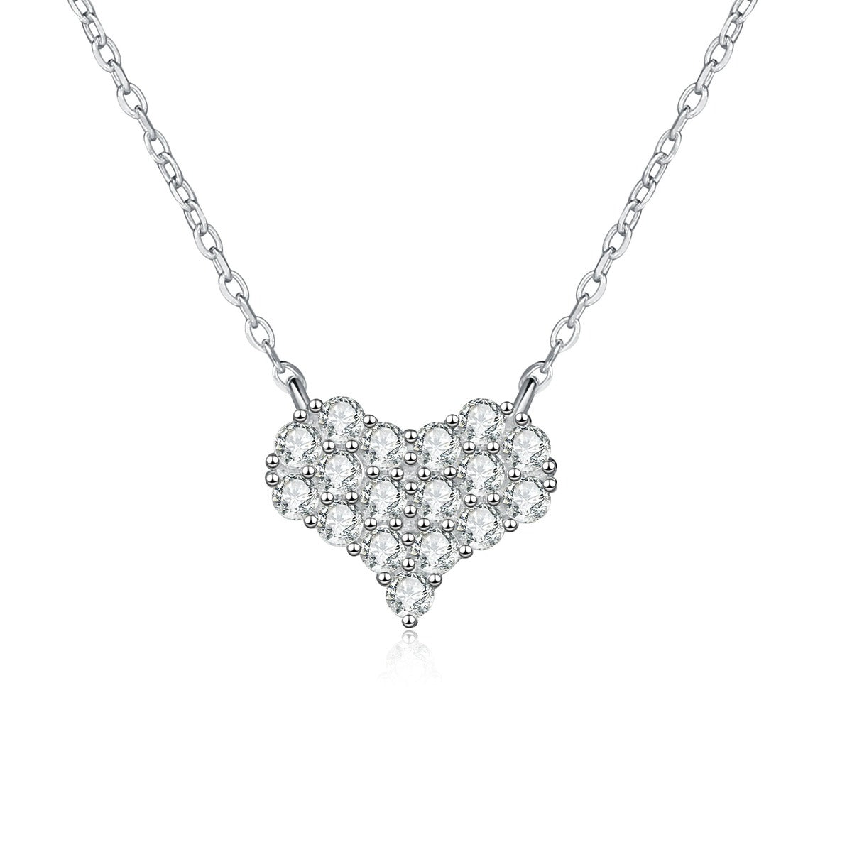 Crown Cluster Moissanite Pendant Necklace in Platinum-Plated S925 Sterling Silver on clean white background showing the crown-like cluster pendant with pavé moissanite sparkle