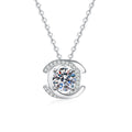 Circle Halo Moissanite Pendant Necklace with Cubic Zirconia in Platinum-Plated S925 Sterling Silver on clean white background showing the circle halo pendant wrapped around a round moissanite center