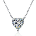 Heart Moissanite Pendant Necklace in Platinum-Plated S925 Sterling Silver on clean white background showing the heart-shaped moissanite pendant in a simple claw setting