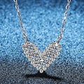 Heart Moissanite Pendant Necklace in Platinum-Plated S925 Sterling Silver blue background product view