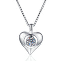 Smooth Heart Moissanite Pendant Necklace in Platinum-Plated S925 Sterling Silver on clean white background showing the polished heart pendant with a round moissanite center