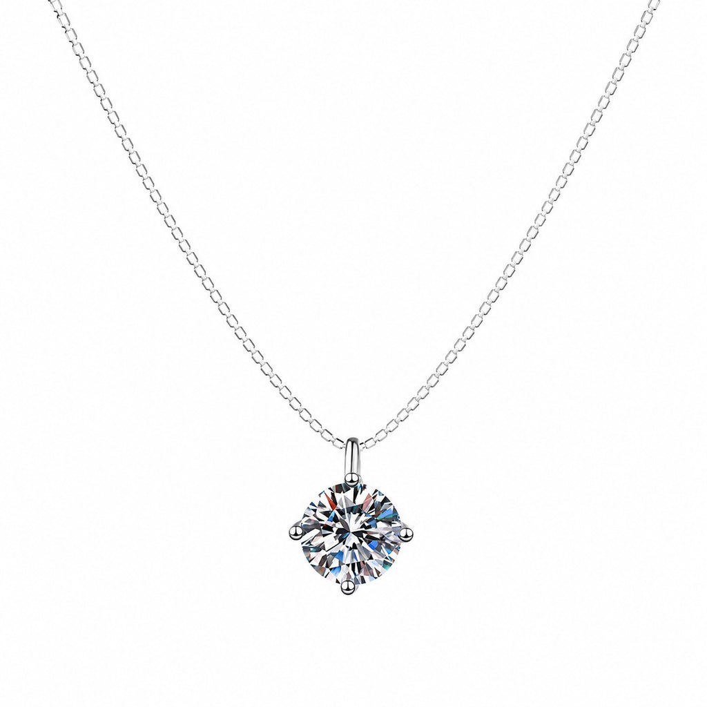 Moissanite Collar Necklace in Platinum-Plated S925 Sterling Silver on clean white background showing the short collar necklace with interchangeable moissanite stone shapes