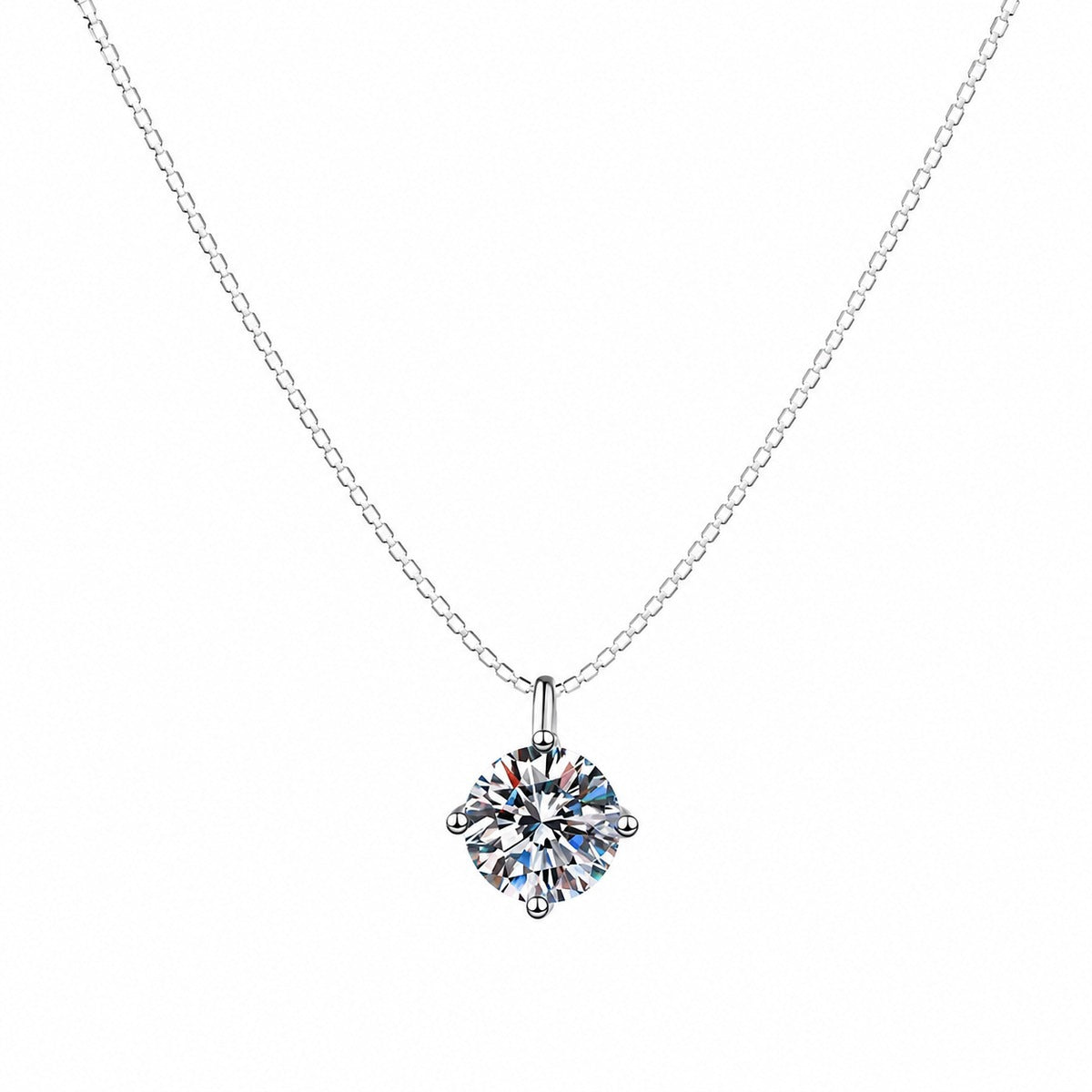 Moissanite Collar Necklace in Platinum-Plated S925 Sterling Silver on clean white background showing the short collar necklace with interchangeable moissanite stone shapes