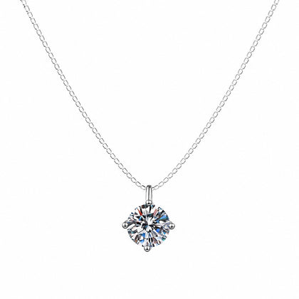 Moissanite Collar Necklace in Platinum-Plated S925 Sterling Silver on clean white background showing the short collar necklace with interchangeable moissanite stone shapes