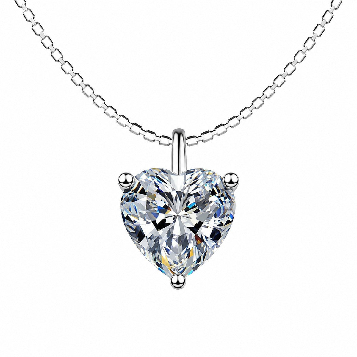 Moissanite Collar Necklace in Platinum-Plated S925 Sterling Silver on clean white background showing the short collar necklace with interchangeable moissanite stone shapes