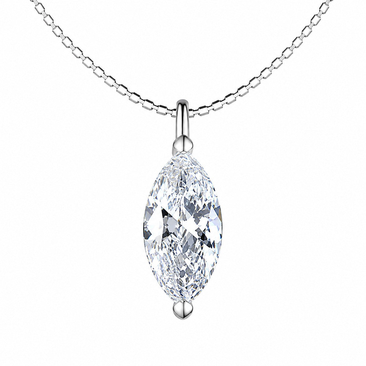 Moissanite Collar Necklace in Platinum-Plated S925 Sterling Silver on clean white background showing the short collar necklace with interchangeable moissanite stone shapes