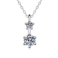 Drop Moissanite Pendant Necklace in Platinum-Plated S925 Sterling Silver on clean white background showing the slender drop pendant with a round moissanite base