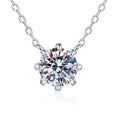 Six-Prong Moissanite Pendant Necklace in Platinum-Plated S925 Sterling Silver on clean white background showing the round six-prong solitaire moissanite pendant