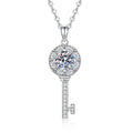 Teardrop Halo Moissanite Pendant Necklace with Cubic Zirconia in Platinum-Plated S925 Sterling Silver on clean white background showing the elongated teardrop halo pendant with a round moissanite center