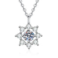 Knot Moissanite Pendant Necklace with Cubic Zirconia in Platinum-Plated S925 Sterling Silver on clean white background showing the knot-inspired pendant wrapping around a round moissanite