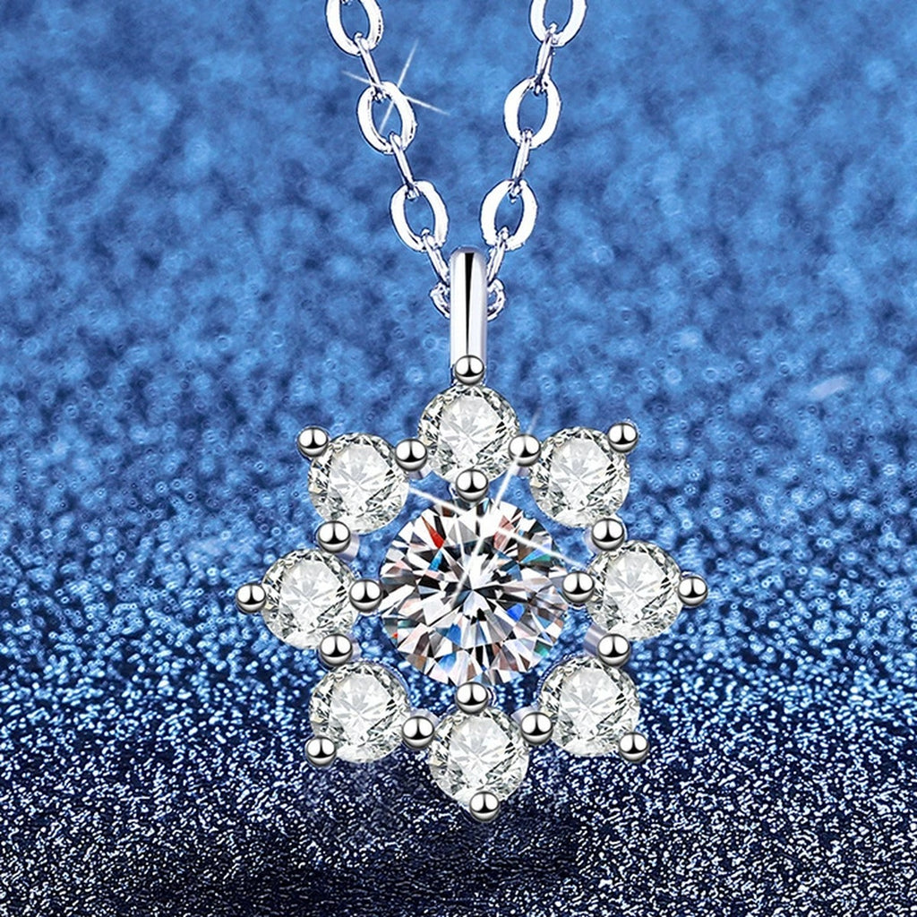 Knot Moissanite Pendant Necklace with Cubic Zirconia in Platinum-Plated S925 Sterling Silver blue background product view
