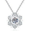 Circle Halo Moissanite Pendant Necklace with Cubic Zirconia in Platinum-Plated S925 Sterling Silver on clean white background showing the circle halo pendant with a round moissanite center