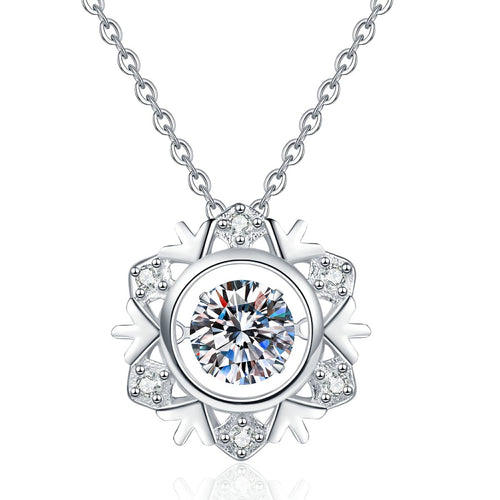 Circle Halo Moissanite Pendant Necklace with Cubic Zirconia in Platinum-Plated S925 Sterling Silver on clean white background showing the circle halo pendant with a round moissanite center