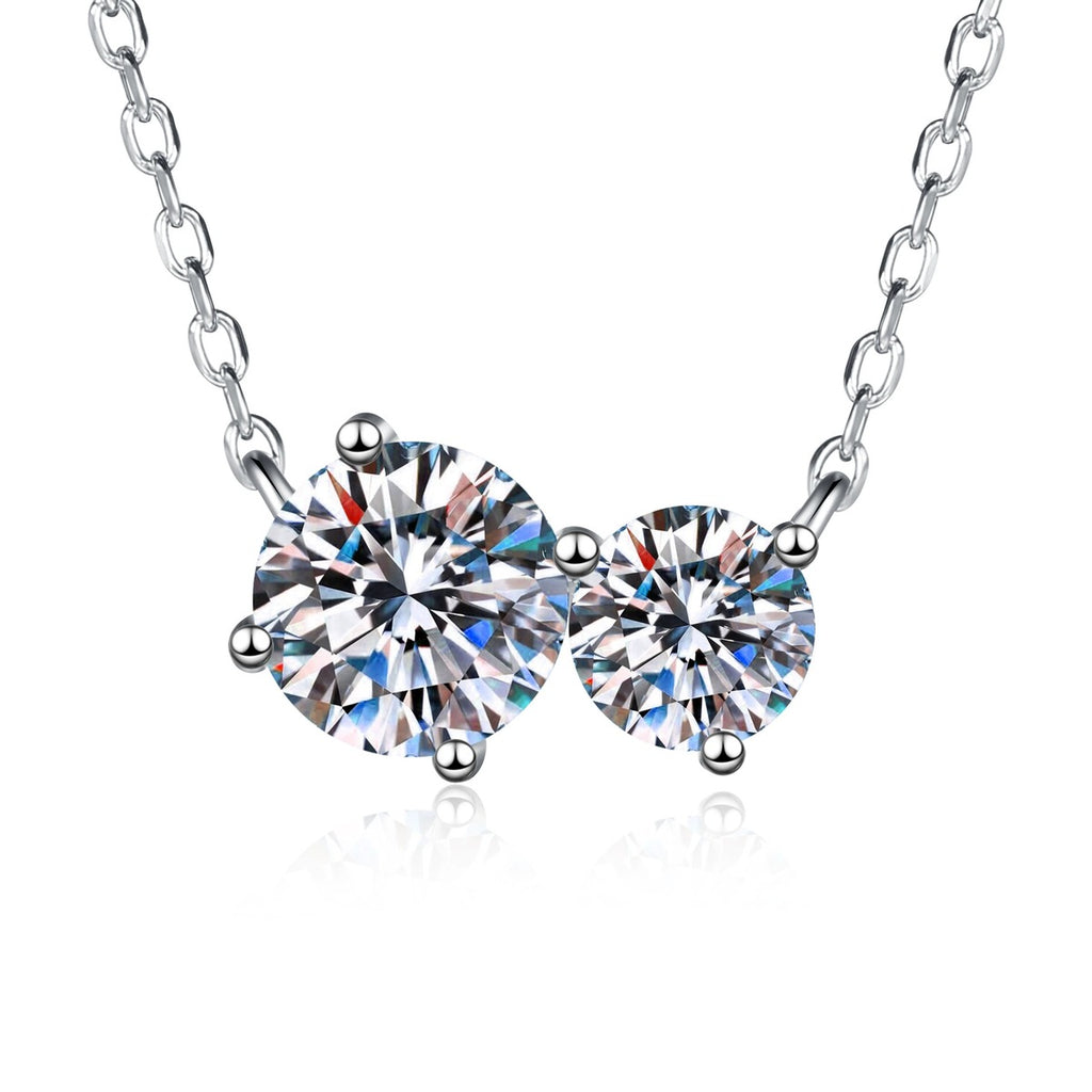 Three-Stone Moissanite Collar Necklace in S925 Sterling Silver on clean white background showing the three-stone collar necklace offered in white gold, yellow gold, and rose gold finishes
