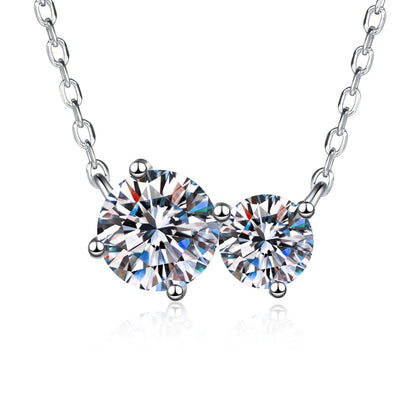 Three-Stone Moissanite Collar Necklace in S925 Sterling Silver on clean white background showing the three-stone collar necklace offered in white gold, yellow gold, and rose gold finishes