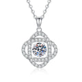Cushion Medallion Moissanite Pendant Necklace with Cubic Zirconia in Platinum-Plated S925 Sterling Silver on clean white background showing the cushion medallion pendant with a round moissanite center and cubic zirconia halo