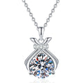 Pineapple Moissanite Pendant Necklace with Cubic Zirconia in Platinum-Plated S925 Sterling Silver on clean white background showing the pineapple-inspired pendant with a round moissanite center and cubic zirconia accents