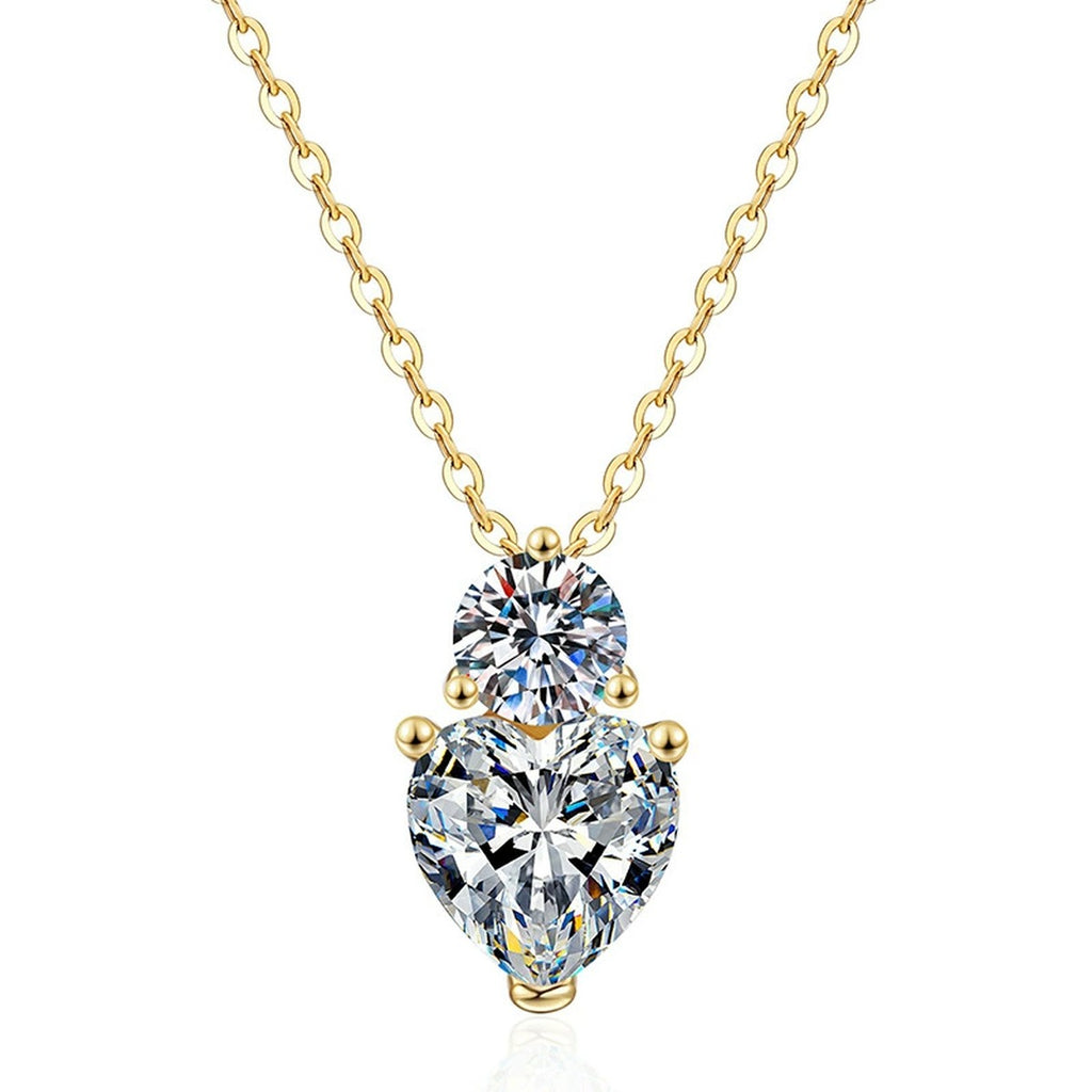 Marquise Lab-Grown Gemstone and Moissanite Pendant Necklace in 18K Yellow Gold-Plated S925 Sterling Silver on clean white background showing the marquise gemstone pendant topped with a round moissanite
