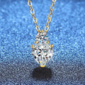 Marquise Lab-Grown Gemstone and Moissanite Pendant Necklace in 18K Yellow Gold-Plated S925 Sterling Silver blue background angled view