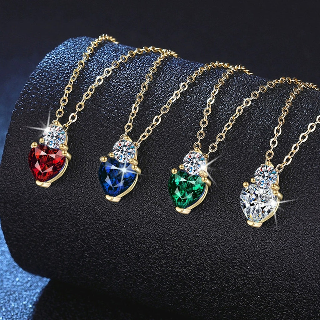 Marquise Lab-Grown Gemstone and Moissanite Pendant Necklace in 18K Yellow Gold-Plated S925 Sterling Silver dark background product display view