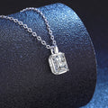Emerald Cut Lab-Grown Gemstone and Moissanite Pendant Necklace in White Gold-Plated S925 Sterling Silver blue background product view