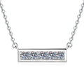 Five-Stone Moissanite Bar Necklace in Platinum-Plated S925 Sterling Silver on clean white background showing the horizontal bar necklace set with five round moissanite stones