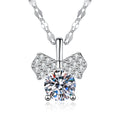 Bow Moissanite Pendant Necklace with Cubic Zirconia in Platinum-Plated S925 Sterling Silver on clean white background showing the bow pendant with a round moissanite center and cubic zirconia accents