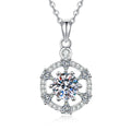 Round Halo Moissanite Pendant Necklace with Cubic Zirconia in White Gold-Plated S925 Sterling Silver on clean white background showing the round halo pendant with cubic zirconia accents