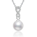 Moissanite Pearl Pendant Necklace in Gold-Plated S925 Sterling Silver on clean white background showing the gold-plated pearl pendant with a small moissanite accent