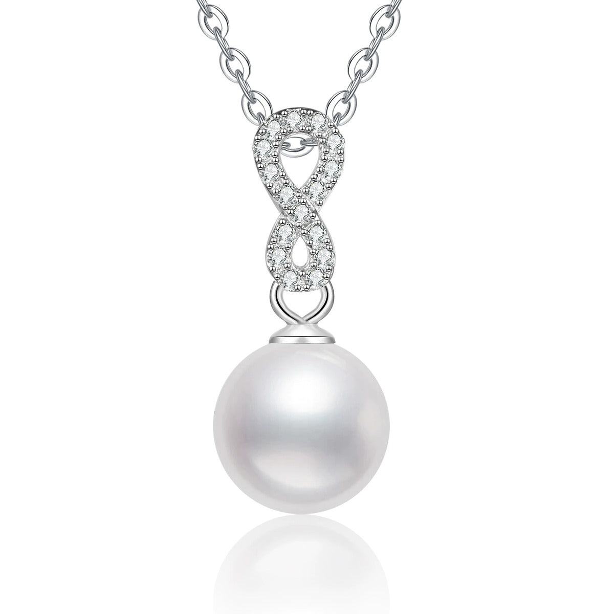 Moissanite Pearl Pendant Necklace in Gold-Plated S925 Sterling Silver on clean white background showing the gold-plated pearl pendant with a small moissanite accent
