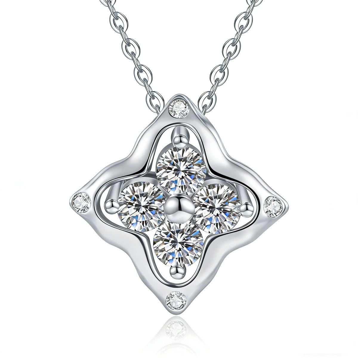 Round Moissanite Pendant Necklace in S925 Sterling Silver on clean white background showing the round moissanite pendant offered in white gold, rose gold, and 18K yellow gold finishes