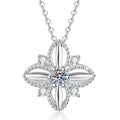 Petite Moissanite Pendant Necklace with Cubic Zirconia in White Gold-Plated S925 Sterling Silver on clean white background showing the petite moissanite pendant with cubic zirconia detail