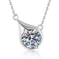 Platinum-plated S925 sterling silver swirl round moissanite pendant necklace on white background