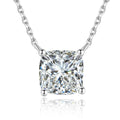 Princess Moissanite Pendant Necklace in White Gold-Plated S925 Sterling Silver on clean white background showing the princess-cut moissanite pendant in a clean white gold-plated setting