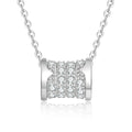 Round Moissanite Pendant Necklace in White Gold-Plated S925 Sterling Silver on clean white background showing the round moissanite pendant with a compact refined profile