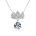 Butterfly Moissanite Pendant Necklace with Cubic Zirconia in White Gold-Plated S925 Sterling Silver on clean white background showing the butterfly pendant with round moissanite and cubic zirconia detail