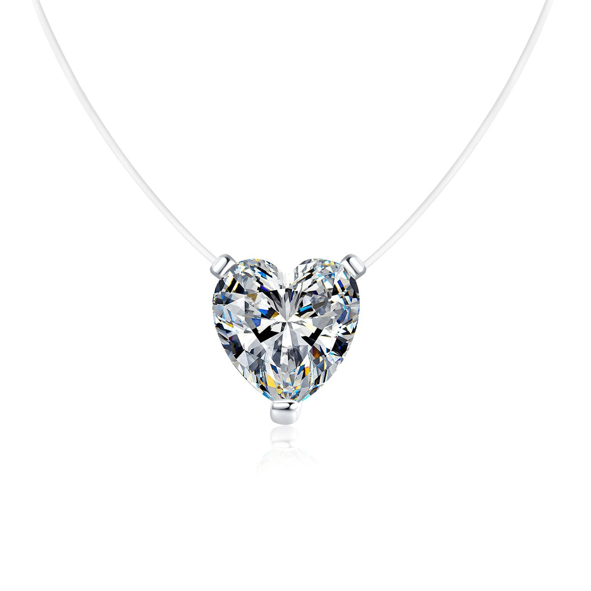 Shape Moissanite Pendant Necklace in White Gold-Plated S925 Sterling Silver on clean white background showing the minimal moissanite pendant offered in multiple stone shapes