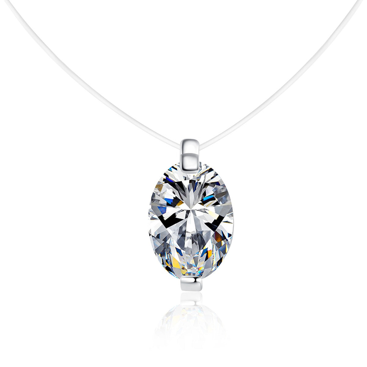 Shape Moissanite Pendant Necklace in White Gold-Plated S925 Sterling Silver on clean white background showing the minimal moissanite pendant offered in multiple stone shapes