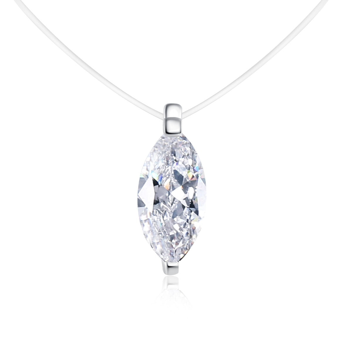Shape Moissanite Pendant Necklace in White Gold-Plated S925 Sterling Silver on clean white background showing the minimal moissanite pendant offered in multiple stone shapes