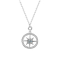 Eight-Point Star Round Moissanite Sweater Necklace in White Gold-Plated S925 sterling silver white background product photo showing eight-point star sweater necklace with a round moissanite center